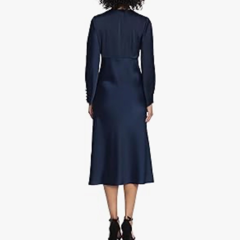 Maggy London Womens Twist V-Neck Bias Skirt Midi Dress - Picture 3 of 10